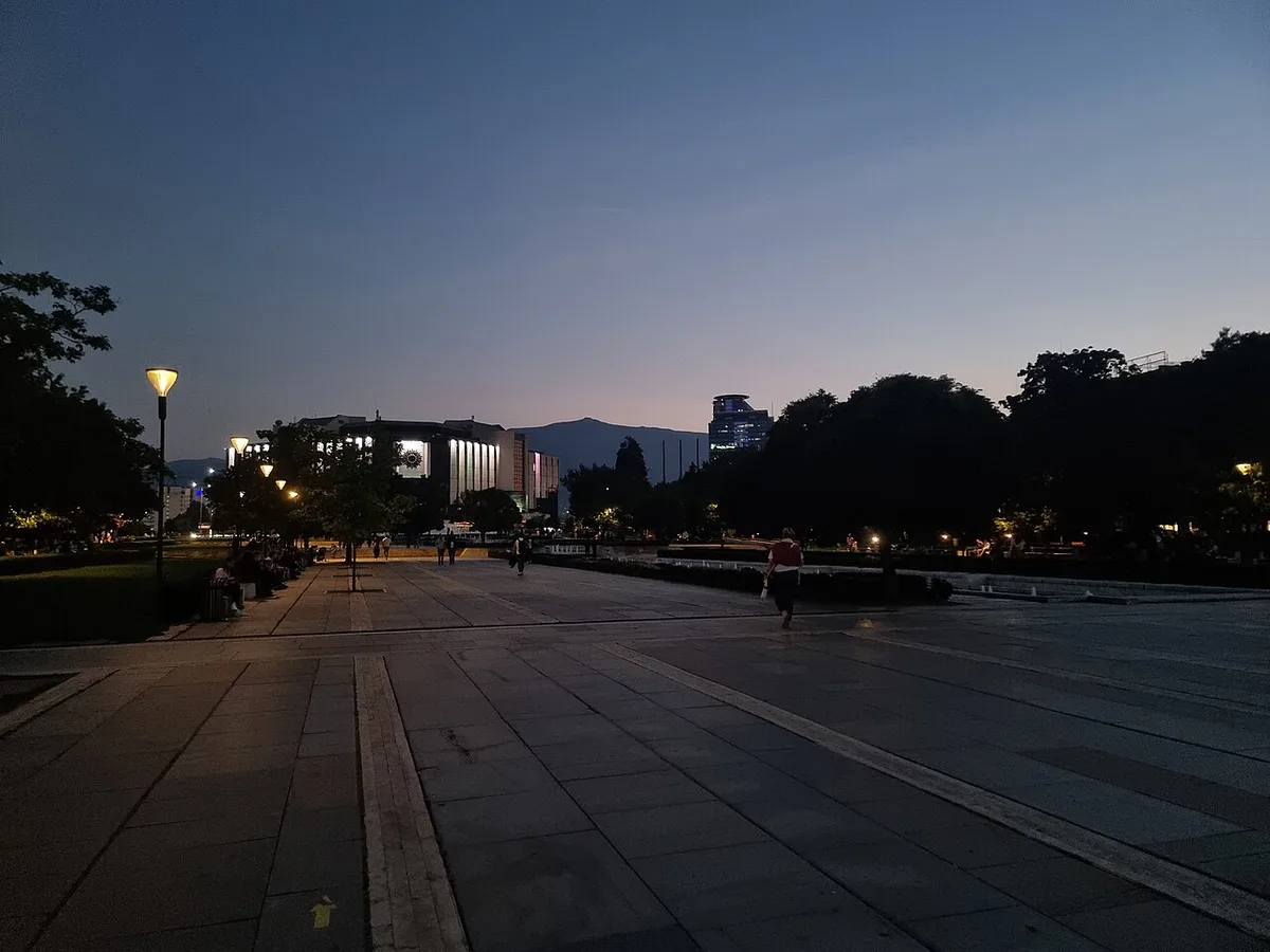 Socialist-era architecture on a Sofia walking route, Bulgaria — 2