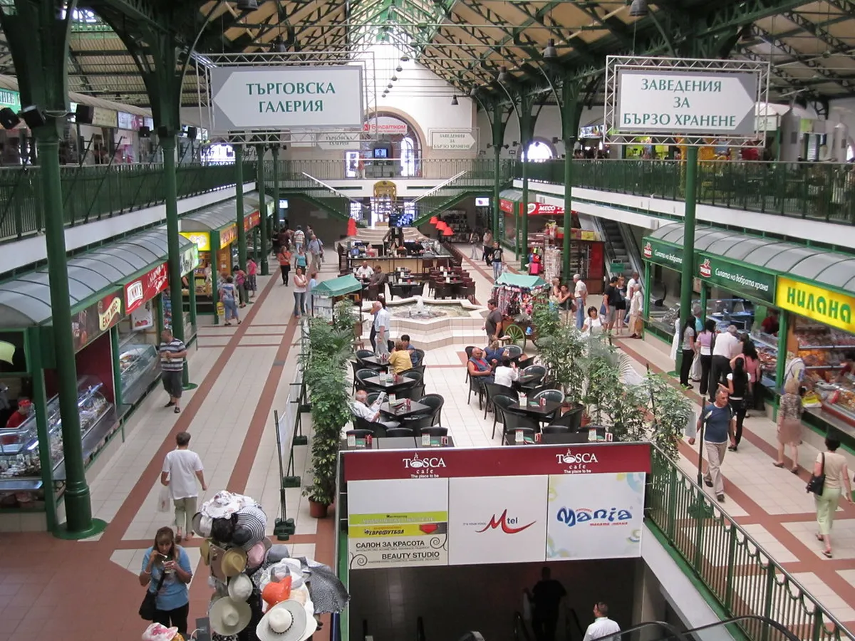 A shopping street in Sofia where carrier shops sell SIM cards