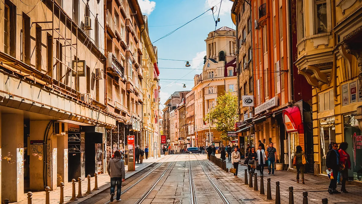 A restaurant terrace in Sofia, Bulgaria