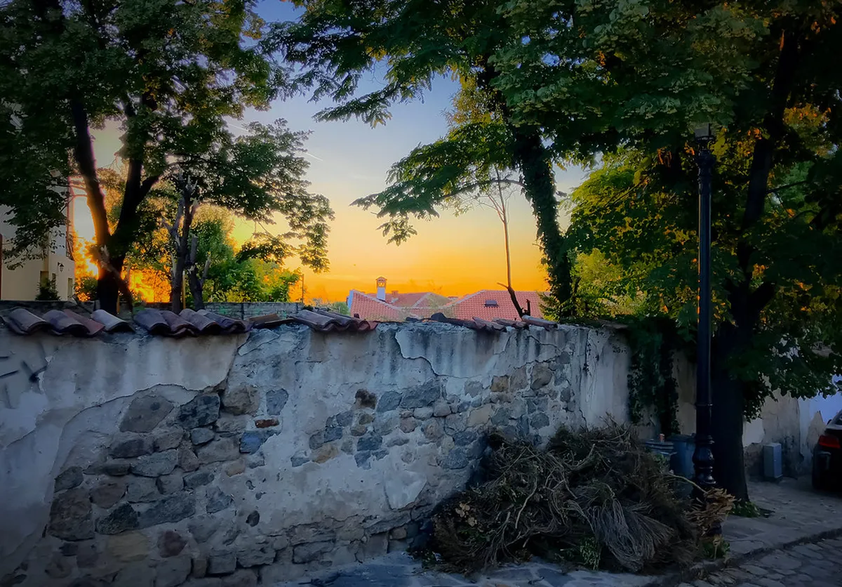 Plovdiv's main street in the evening, Bulgaria