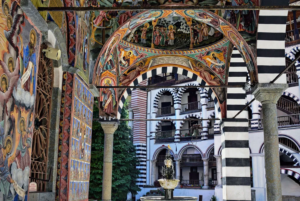 Vivid frescoes on the Church of the Nativity