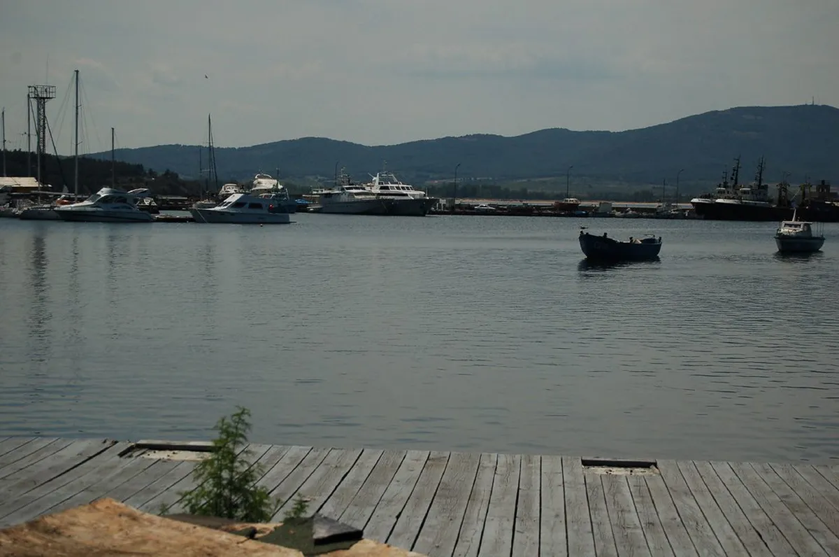 Sozopol, Bulgaria — view across the bay towards St Ivan Island