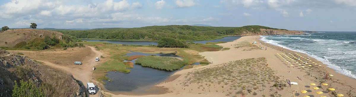 Veleka River meeting the Black Sea at Sinemorets beach, Bulgaria — 1