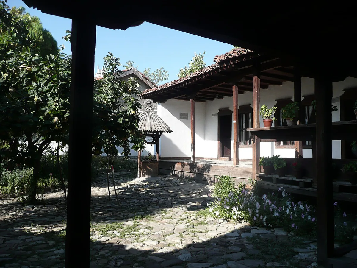 Revival-era street in the historic center of Sliven, Bulgaria — 1