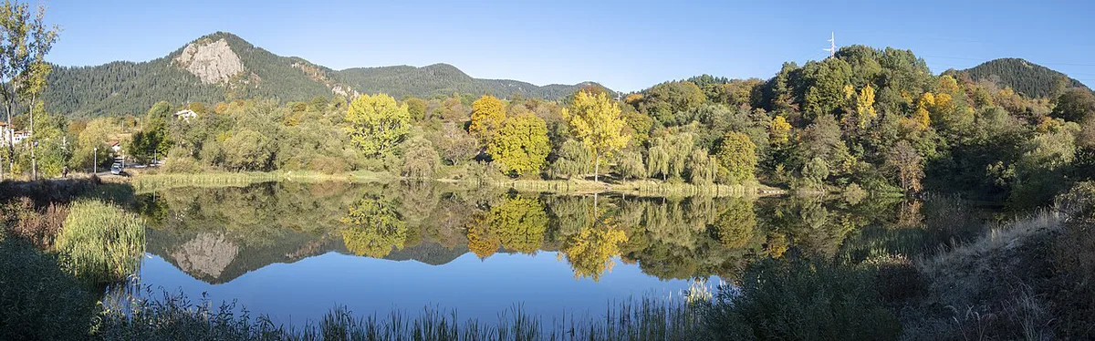 One of the Smolyan Lakes surrounded by pine forest in the Rhodopes — 1