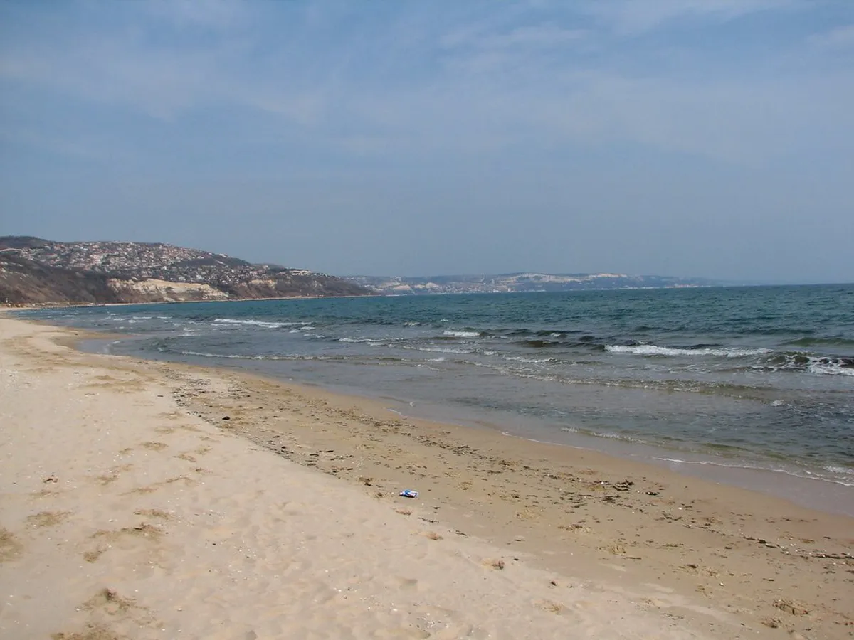 Wide sandy Black Sea beach at Albena, Bulgaria