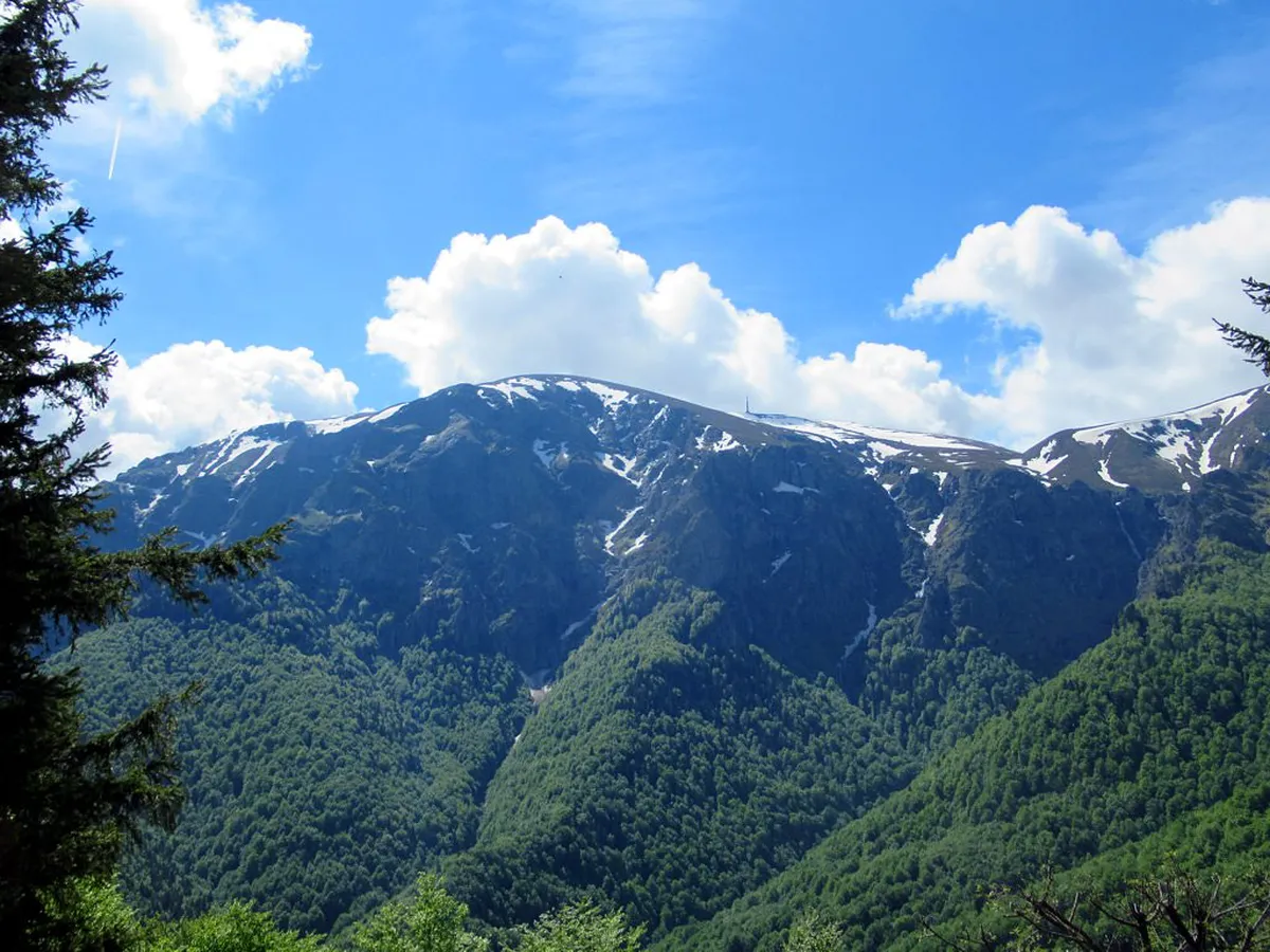 Alpine summit view from Botev Peak, Bulgaria's highest point in the Balkan Mountains
