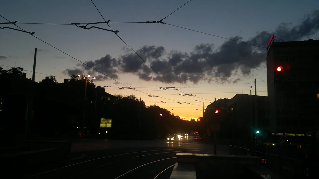 Sofia at dusk in Sofia, Bulgaria